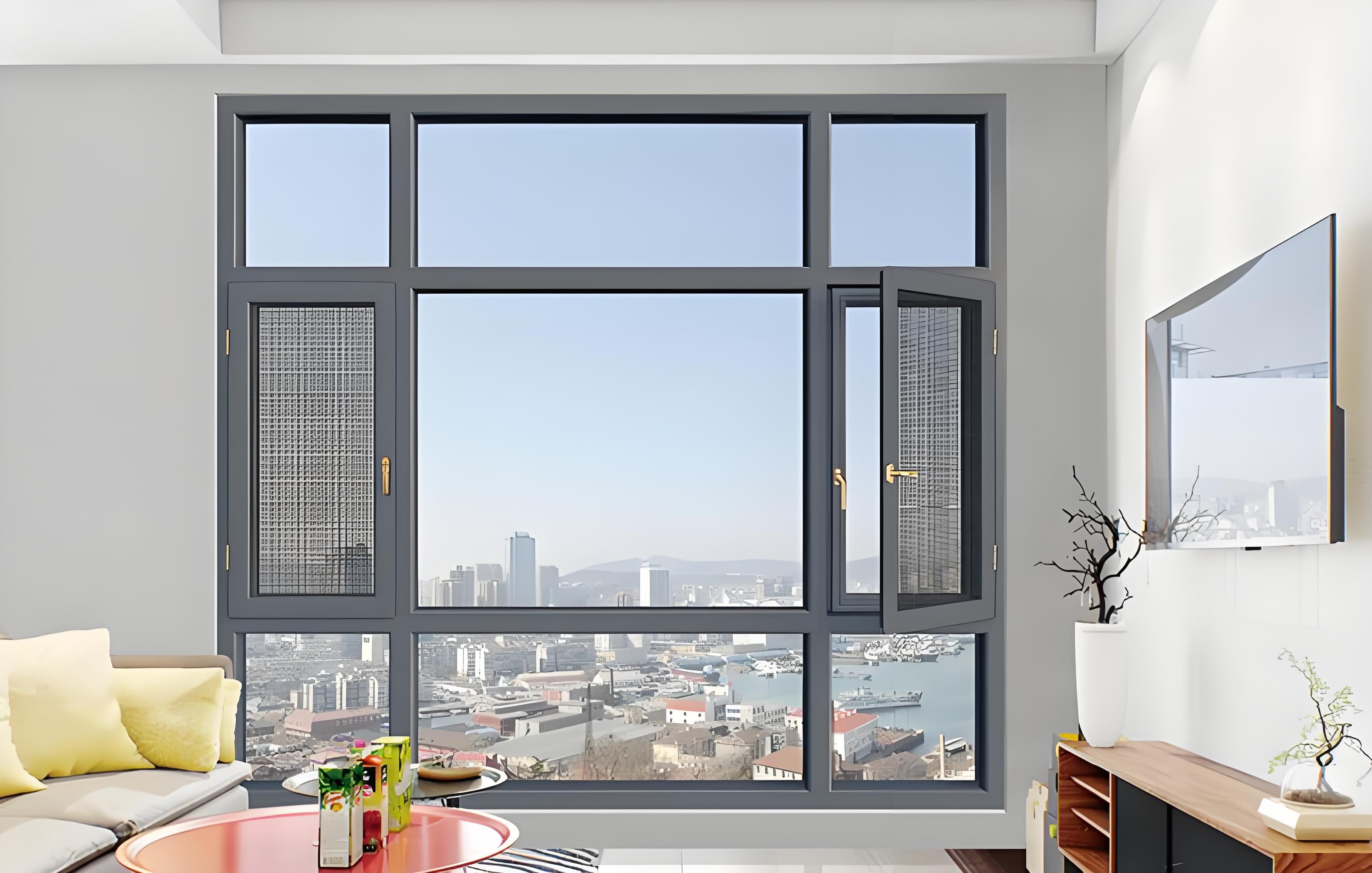 ارتفاع المباني السكنية والتجارية في سلامة نوافذ ألومنيوم الخارجي وعزل حراري مقاوم للحريق